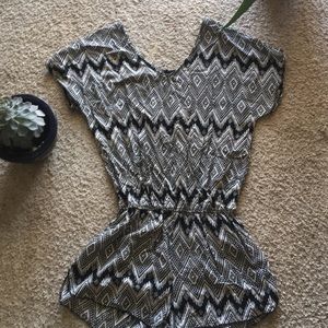 Black and white chevron Romper